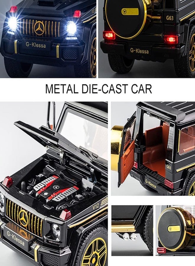 KING FORU Exclusive Alloy Metal Pull Back Die-cast Car Scale Model with Sound Light Mini Auto Toy for Kids Metal Model Toy Car with Sound and Light New Version (1.24- AMG G63 - Multicolor) - Image 5